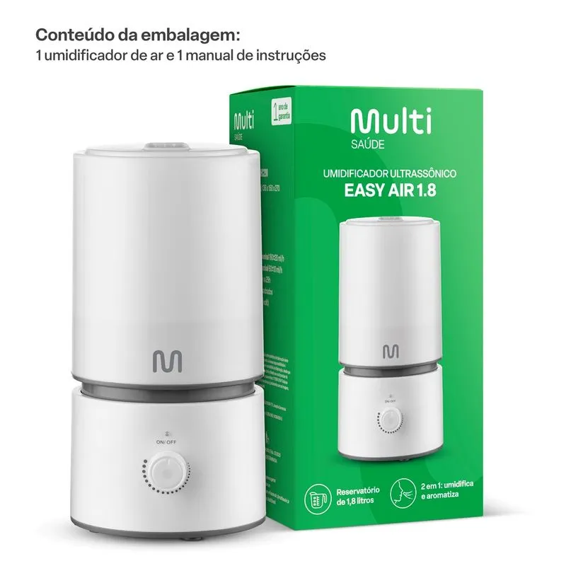 UMIDIFICADOR MULTI SAUDE EASY AIR 1.8L - MULTILASER
